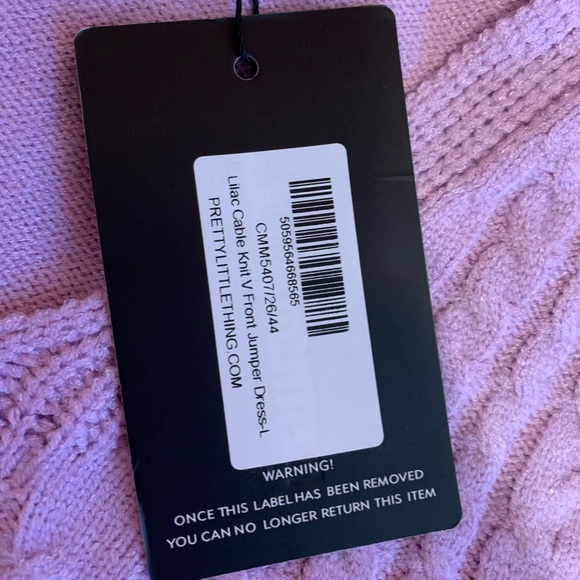 Lilac Cable Knit V Front Sweater Dress | PLT - Picture 7 of 8